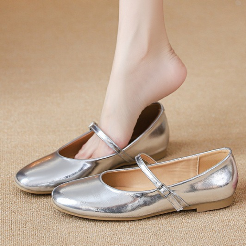 Women Shoes Heels - Silver Ballet Flats Shoes Women Elegant