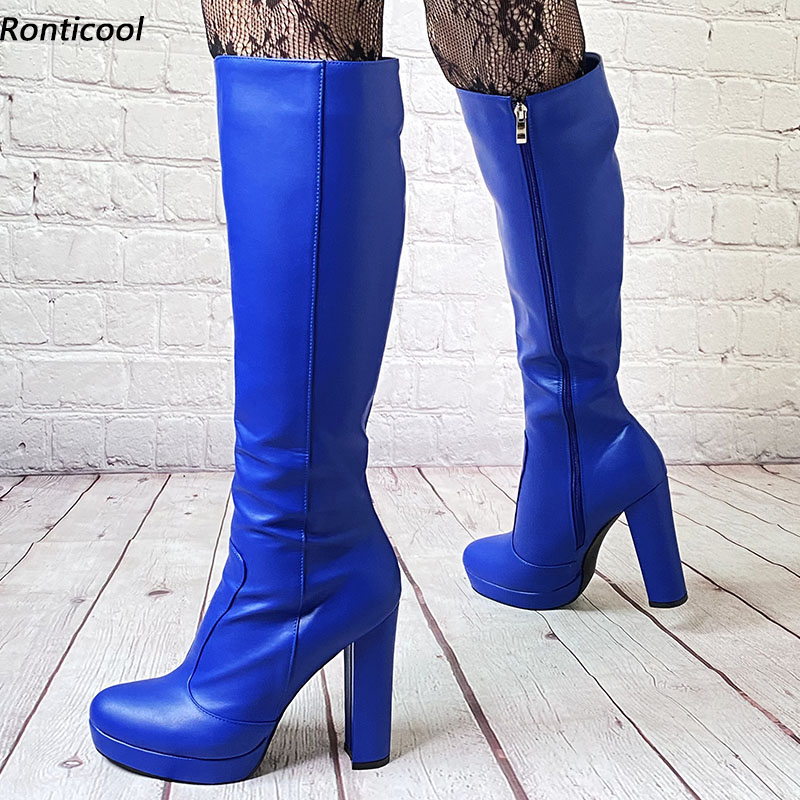 Zip Up Boots Short - Rontic Handwork Women Winter Platform Knee