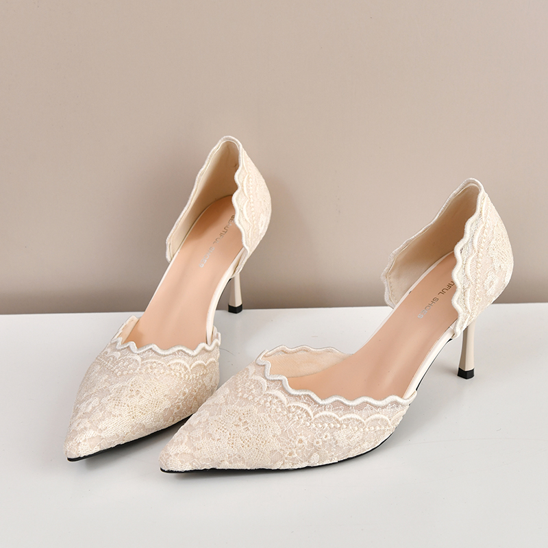 Women Shoes Heels - Lace Pointed Toe High Heels Women